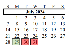 District School Academic Calendar for Hood-case Elementary for July 2024