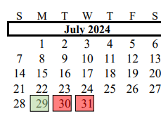 District School Academic Calendar for Brazoria Co J J A E P for July 2024