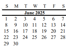 District School Academic Calendar for Assets for June 2025