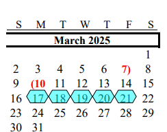 District School Academic Calendar for Assets for March 2025
