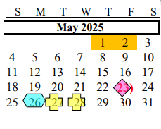 District School Academic Calendar for Laura Ingalls Wilder for May 2025