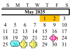 District School Academic Calendar for G W Harby Junior High for May 2025