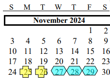 District School Academic Calendar for Alvin Pri for November 2024