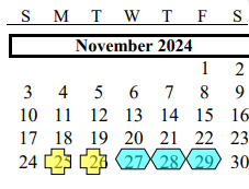 District School Academic Calendar for Brazoria Co J J A E P for November 2024