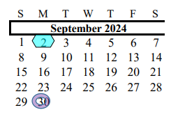 District School Academic Calendar for Alvin Elementary for September 2024