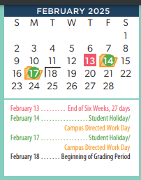 District School Academic Calendar for Bonham Middle for February 2025