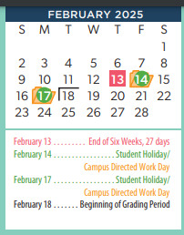 District School Academic Calendar for Pleasant Valley Elementary for February 2025