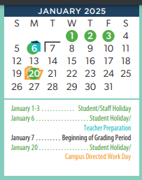 District School Academic Calendar for Sanborn Elementary for January 2025