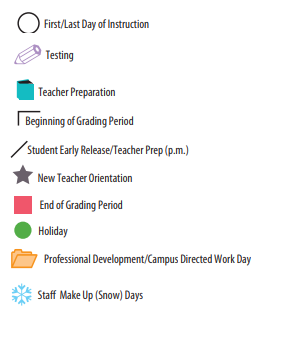 District School Academic Calendar Legend for Windsor Elementary