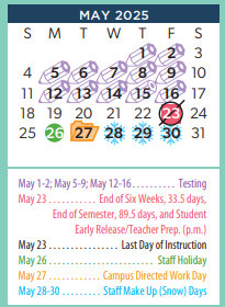 District School Academic Calendar for Amarillo High School for May 2025