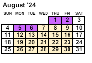 District School Academic Calendar for Mesa Verde Elementary School for August 2024