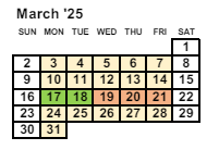 District School Academic Calendar for Mesa Verde Elementary School for March 2025