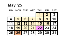 District School Academic Calendar for Mesa Verde Elementary School for May 2025