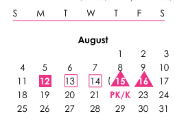 District School Academic Calendar for Klatt Elementary for August 2024