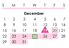 District School Academic Calendar for Ursa Major Elementary for December 2024