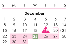 District School Academic Calendar for Mountain View Elementary for December 2024