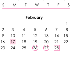 District School Academic Calendar for Benson SECONDARY/S.E.A.R.C.H. for February 2025