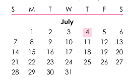 District School Academic Calendar for King Career Center for July 2024