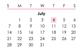 District School Academic Calendar for Mountain View Elementary for July 2024