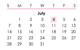 District School Academic Calendar for Central Middle School Of Science for July 2024