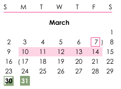 District School Academic Calendar for Whaley School for March 2025