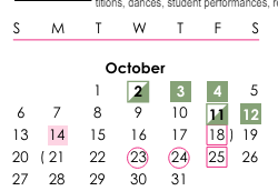 District School Academic Calendar for Chugiak High School for October 2024