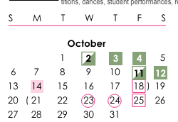 District School Academic Calendar for Mountain View Elementary for October 2024