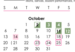 District School Academic Calendar for Fire Lake Elementary for October 2024