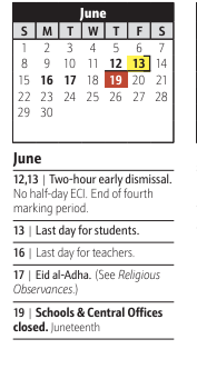 District School Academic Calendar for Manor View Elementary for June 2025