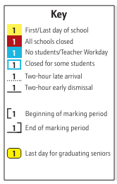 District School Academic Calendar Legend for Manor View Elementary