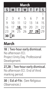 District School Academic Calendar for Manor View Elementary for March 2025