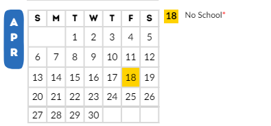 District School Academic Calendar for Appleton Community Learning Center for April 2025