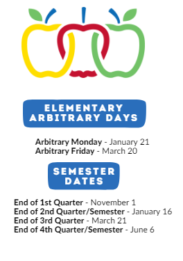 District School Academic Calendar Legend for Richmond Elementary