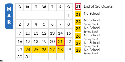 District School Academic Calendar for Richmond Elementary for March 2025