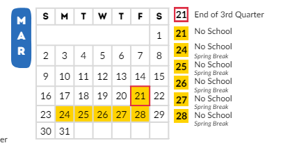 District School Academic Calendar for Appleton Community Learning Center for March 2025