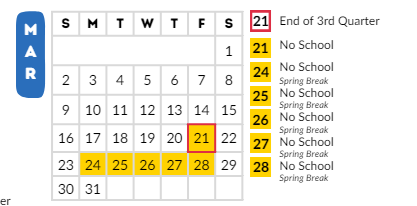 District School Academic Calendar for Odyssey-magellan for March 2025