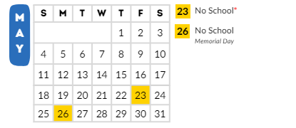 District School Academic Calendar for Appleton Community Learning Center for May 2025