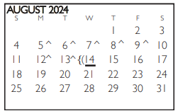 District School Academic Calendar for Gunn Junior High for August 2024