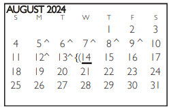 District School Academic Calendar for Tarrant Co J J A E P for August 2024