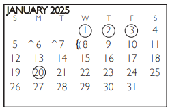 District School Academic Calendar for Special Ed Serv for January 2025