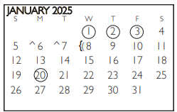 District School Academic Calendar for Workman Junior High for January 2025