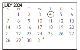 District School Academic Calendar for Turning Point Alternative Elem for July 2024