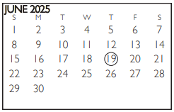 District School Academic Calendar for Thornton Elementary for June 2025