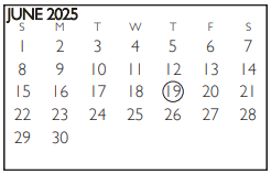 District School Academic Calendar for Turning Point Alternative Elem for June 2025