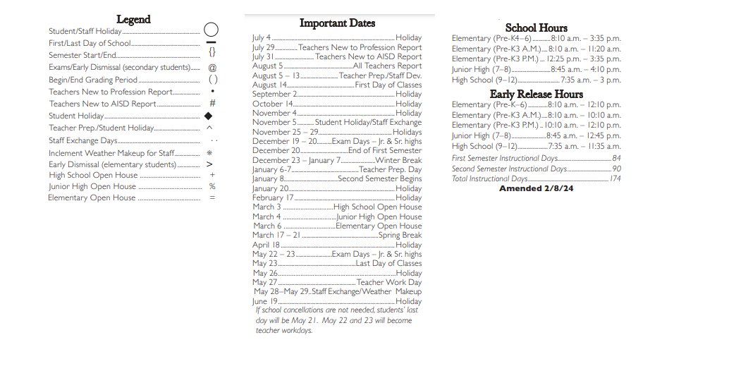 District School Academic Calendar Key for Kooken Ed Ctr