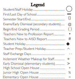 District School Academic Calendar Legend for Turning Point Alternative Elem