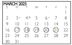 District School Academic Calendar for Jane Ellis Elementary School for March 2025