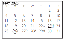 District School Academic Calendar for Turning Point Alternative Elem for May 2025