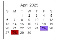 District School Academic Calendar for East Middle School for April 2025