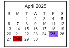 District School Academic Calendar for Dalton Elementary School for April 2025